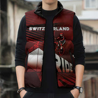 Personalized Switzerland Cycling Sleeveless Puffer Jacket Sporty Style - Wonder Print Shop