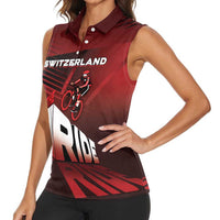 Personalized Switzerland Cycling Women Sleeveless Polo Shirt Sporty Style - Wonder Print Shop
