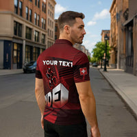 Personalized Switzerland Cycling Zipper Polo Shirt Sporty Style - Wonder Print Shop