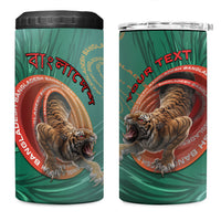 Personalized Bangladesh 4 in 1 Can Cooler Tumbler Royal Bengal Tiger Spiral Pattern