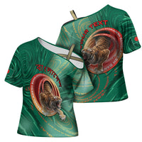 Personalized Bangladesh Cross Shoulder Shirt Royal Bengal Tiger Spiral Pattern