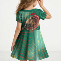 Personalized Bangladesh Kid Short Sleeve Dress Royal Bengal Tiger Spiral Pattern