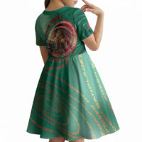 Personalized Bangladesh Kid Short Sleeve Dress Royal Bengal Tiger Spiral Pattern