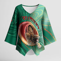 Personalized Bangladesh Kimono Sleeve Blouse Royal Bengal Tiger Spiral Pattern