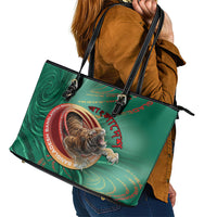 Bangladesh Leather Tote Bag Royal Bengal Tiger Spiral Pattern