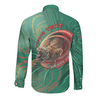 Personalized Bangladesh Long Sleeve Button Shirt Royal Bengal Tiger Spiral Pattern
