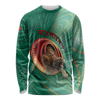 Personalized Bangladesh Long Sleeve Shirt Royal Bengal Tiger Spiral Pattern