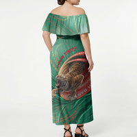 Personalized Bangladesh Off Shoulder Maxi Dress Royal Bengal Tiger Spiral Pattern