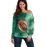 Personalized Bangladesh Off Shoulder Sweater Royal Bengal Tiger Spiral Pattern