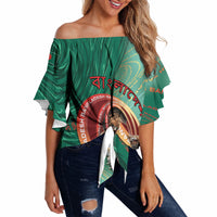 Personalized Bangladesh Off Shoulder Wrap Waist Top Royal Bengal Tiger Spiral Pattern