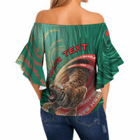Personalized Bangladesh Off Shoulder Wrap Waist Top Royal Bengal Tiger Spiral Pattern