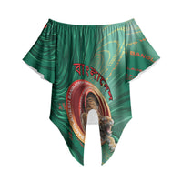 Personalized Bangladesh Off Shoulder Wrap Waist Top Royal Bengal Tiger Spiral Pattern