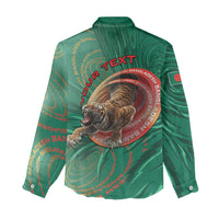 Personalized Bangladesh Women Casual Shirt Royal Bengal Tiger Spiral Pattern