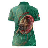 Personalized Bangladesh Women Polo Shirt Royal Bengal Tiger Spiral Pattern