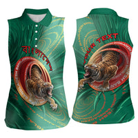 Personalized Bangladesh Women Sleeveless Polo Shirt Royal Bengal Tiger Spiral Pattern
