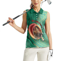 Personalized Bangladesh Women Sleeveless Polo Shirt Royal Bengal Tiger Spiral Pattern