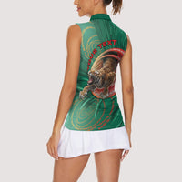 Personalized Bangladesh Women Sleeveless Polo Shirt Royal Bengal Tiger Spiral Pattern