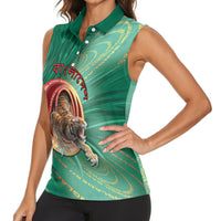 Personalized Bangladesh Women Sleeveless Polo Shirt Royal Bengal Tiger Spiral Pattern