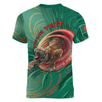 Personalized Bangladesh Women V-Neck T-Shirt Royal Bengal Tiger Spiral Pattern