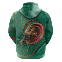 Personalized Bangladesh Zip Hoodie Royal Bengal Tiger Spiral Pattern