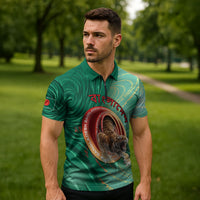 Personalized Bangladesh Zipper Polo Shirt Royal Bengal Tiger Spiral Pattern