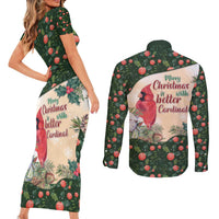 Memorial Cardinal Christmas Couples Matching Short Sleeve Bodycon Dress and Long Sleeve Button Shirt When A Cardinal Appears Loved One Is Near - Wonder Print Shop