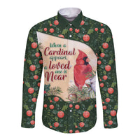 Memorial Cardinal Christmas Long Sleeve Button Shirt When A Cardinal Appears Loved One Is Near - Wonder Print Shop