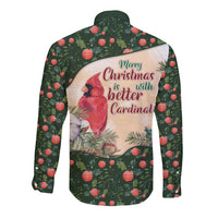 Memorial Cardinal Christmas Long Sleeve Button Shirt When A Cardinal Appears Loved One Is Near - Wonder Print Shop