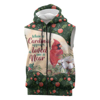 Memorial Cardinal Christmas Sleeveless Zip Hoodie When A Cardinal Appears Loved One Is Near - Wonder Print Shop