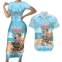 Christmas In July Couples Matching Short Sleeve Bodycon Dress and Hawaiian Shirt I Am The Flamingo Elf - Wonder Print Shop