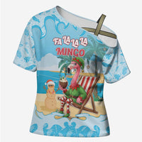 Christmas In July Cross Shoulder Shirt I Am The Flamingo Elf - Wonder Print Shop