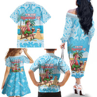 Christmas In July Family Matching Off The Shoulder Long Sleeve Dress and Hawaiian Shirt I Am The Flamingo Elf - Wonder Print Shop