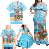 Christmas In July Family Matching Off Shoulder Maxi Dress and Hawaiian Shirt I Am The Flamingo Elf - Wonder Print Shop
