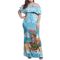 Christmas In July Family Matching Off Shoulder Maxi Dress and Hawaiian Shirt I Am The Flamingo Elf - Wonder Print Shop