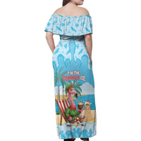 Christmas In July Family Matching Off Shoulder Maxi Dress and Hawaiian Shirt I Am The Flamingo Elf - Wonder Print Shop