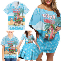 Christmas In July Family Matching Off Shoulder Short Dress and Hawaiian Shirt I Am The Flamingo Elf - Wonder Print Shop