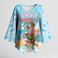 Christmas In July Kimono Sleeve Blouse I Am The Flamingo Elf - Wonder Print Shop