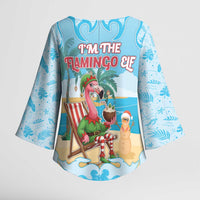 Christmas In July Kimono Sleeve Blouse I Am The Flamingo Elf - Wonder Print Shop