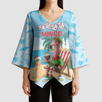 Christmas In July Kimono Sleeve Blouse I Am The Flamingo Elf - Wonder Print Shop