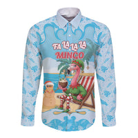 Christmas In July Long Sleeve Button Shirt I Am The Flamingo Elf - Wonder Print Shop