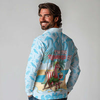 Christmas In July Long Sleeve Polo Shirt I Am The Flamingo Elf - Wonder Print Shop