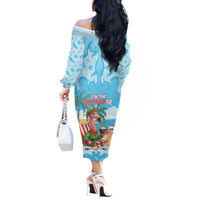 Christmas In July Off The Shoulder Long Sleeve Dress I Am The Flamingo Elf - Wonder Print Shop