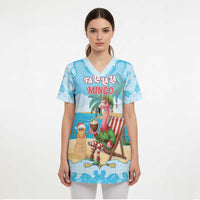 Christmas In July Scrub Top I Am The Flamingo Elf - Wonder Print Shop