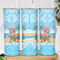 Christmas In July Skinny Tumbler I Am The Flamingo Elf - Wonder Print Shop