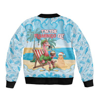 Christmas In July Sleeve Zip Bomber Jacket I Am The Flamingo Elf - Wonder Print Shop