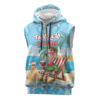 Christmas In July Sleeveless Zip Hoodie I Am The Flamingo Elf - undefined