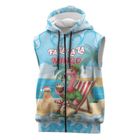 Christmas In July Sleeveless Zip Hoodie I Am The Flamingo Elf - undefined