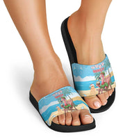 Christmas In July Slide Sandals I Am The Flamingo Elf - Wonder Print Shop