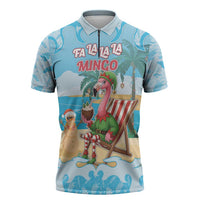 Christmas In July Zipper Polo Shirt I Am The Flamingo Elf - Wonder Print Shop