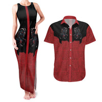 Western Yoke Couples Matching Tank Maxi Dress and Hawaiian Shirt Krampus Christmas Horror Style - Wonder Print Shop